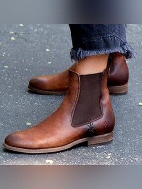 Frye Cognac Leather Chelsea Melissa Boots